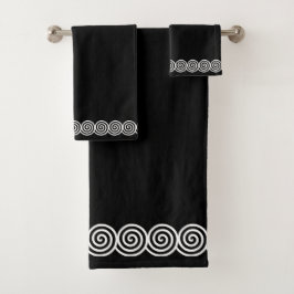 Abstracte spiraal cirkels op zwarte badhanddoekens bad handdoek