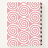 Abstracte spiraalcirkels in lichtroze en wit notitieboek (Achterkant)
