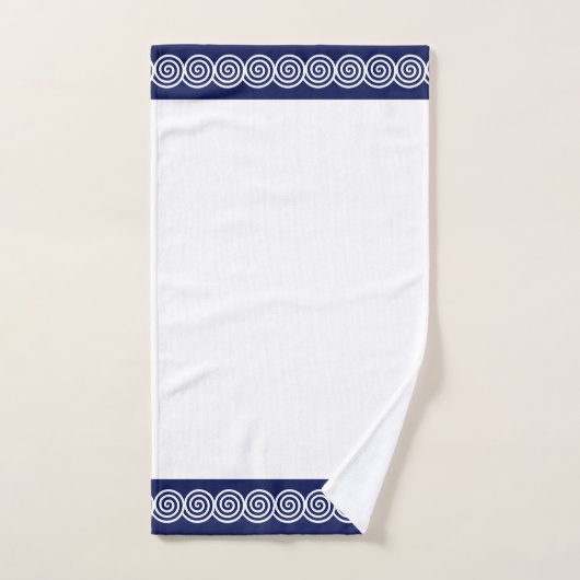 Abstracte spiraalcirkels in Navy Blue & White Bath Bad Handdoek (Handdoek)