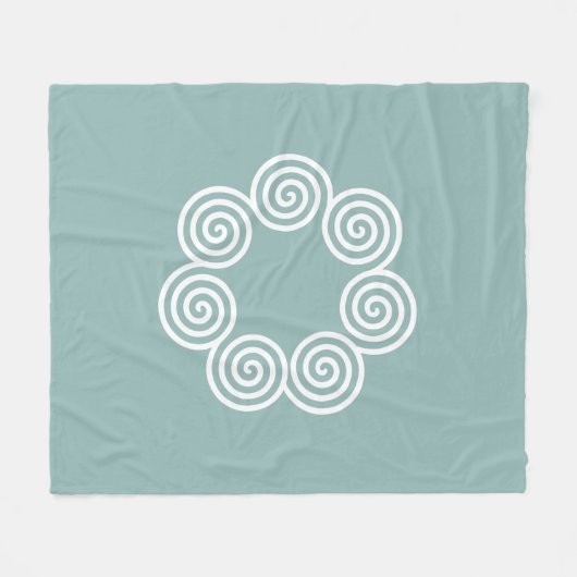 Abstracte spiraalcirkels in Silvery Blue en White Fleece Deken (Voorkant (Horizontaal))