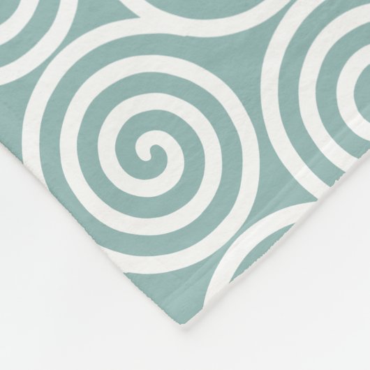 Abstracte spiraalcirkels in Silvery Blue en White Fleece Deken (Hoek)