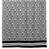 Abstracte spiraalcirkels in zwart-wit Cu Douchegordijn (Voorkant)