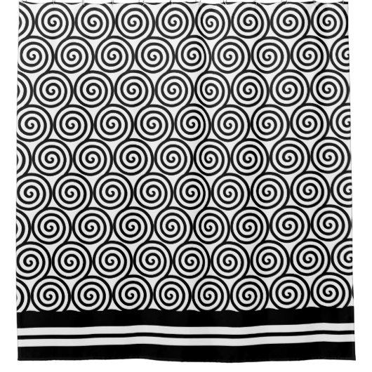 Abstracte spiraalcirkels in zwart-wit Cu Douchegordijn (Voorkant)