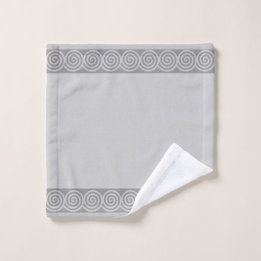 Abstracte spiraalcirkels op lichtzilvergrijze omhu bad handdoek (Wasdoekje)