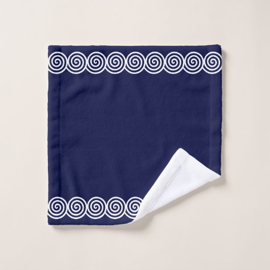 Abstracte spiraalcirkels op Navy Blue Bad Handdoek (Wasdoekje)