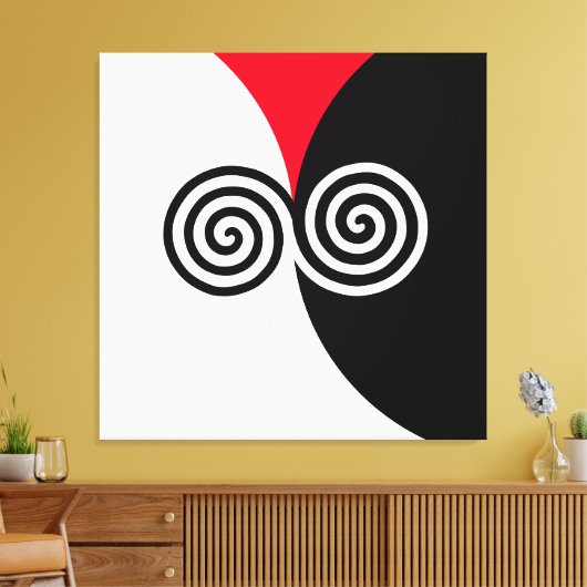 Abstracte spiraalcirkels op zwart-wit canvas afdruk (Insitu (Woonkamer))