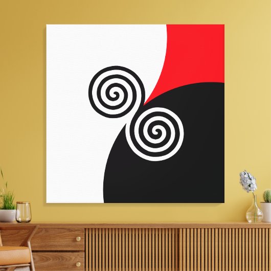 Abstracte spiraalcirkels op zwart-wit canvas afdruk (Insitu (Woonkamer))