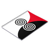 Abstracte spiraalcirkels op zwart-wit notitieboek (Linkerzijde)