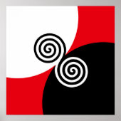 Abstracte spiraalcirkels op zwart-wit poster (Voorkant)