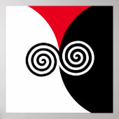 Abstracte spiraalcirkels op zwart-wit poster (Voorkant)