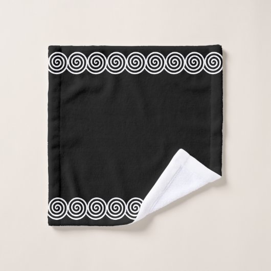 Abstracte spiraalcirkels op zwarte doekset bad handdoek (Wasdoekje)