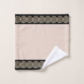 Abstracte spiraalcirkels op zwarte en beige keuken bad handdoek (Wasdoekje)