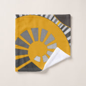 Abstracte spiraalvorm, polkadots, grijs, geel bad handdoek (Wasdoekje)