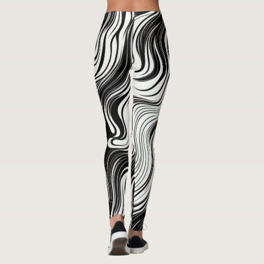 Abstracte spiraalvormig zwart-witzwembad leggings (Achterkant)