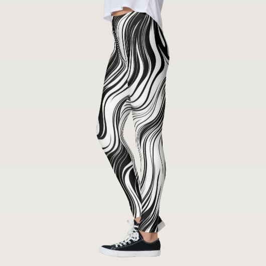 Abstracte spiraalvormig zwart-witzwembad leggings (Links)