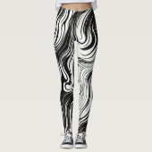 Abstracte spiraalvormig zwart-witzwembad leggings (Voorkant)