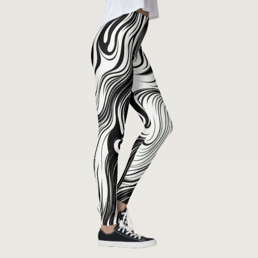 Abstracte spiraalvormig zwart-witzwembad leggings (Rechts)