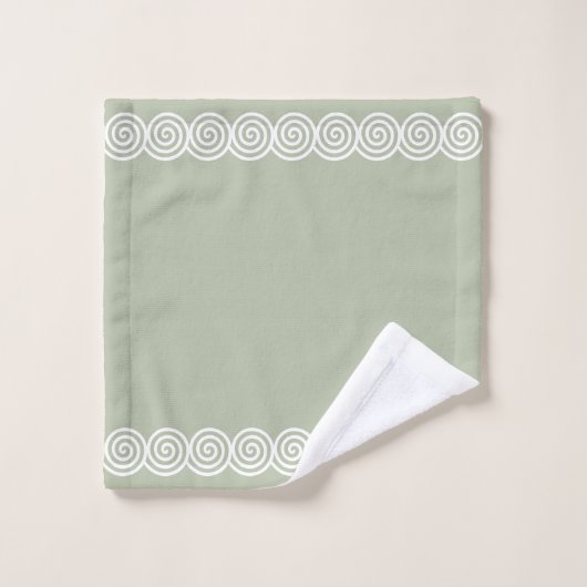 Abstracte spiraalvormige cirkels op Sage Green Bad Handdoek (Wasdoekje)