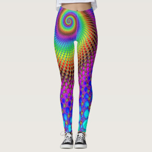 Abstracte Spiraalvormige Fractal - gekleurd neon Leggings