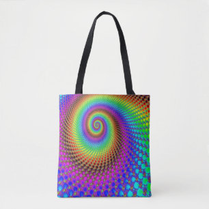 Abstracte Spiraalvormige Fractal - gekleurd neon Tote Bag