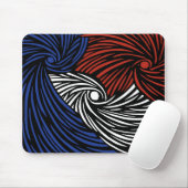 Abstracte spiralen - blauw, wit en rood muismat (Met muis)