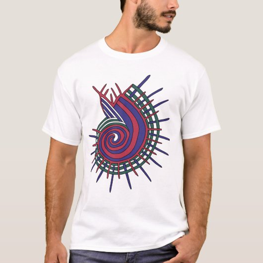 Abstracte spiralen en spikes t-shirt (Voorkant)