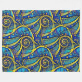 Abstracte spiralen van energie - naadloos patroon  fleece deken (Voorkant (Horizontaal))