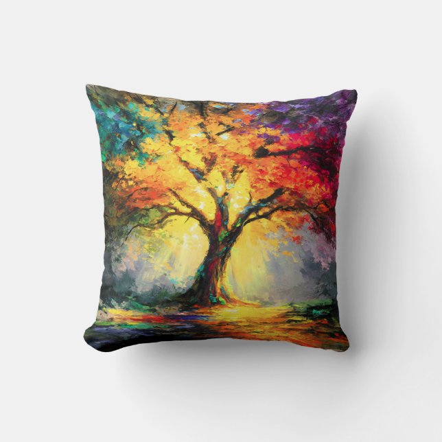 Abstracte Spirituele Natuur Levensboom Kussen (Voorkant)