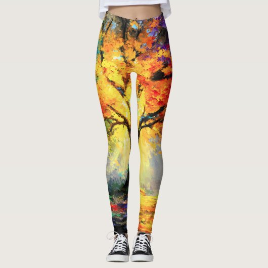 Abstracte Spirituele Natuur Levensboom Leggings (Voorkant)