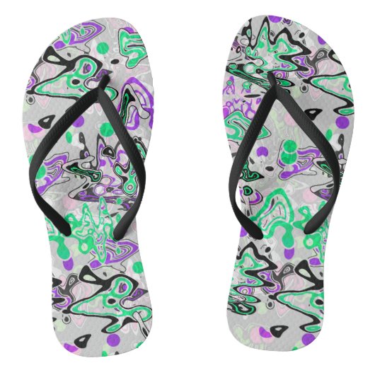 Abstracte splaatstpenseel modern, stijlvol fashion teenslippers (Voetbed)