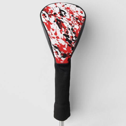 Abstracte Splash en Drip Red en Black Golfheadcover (Voorkant)