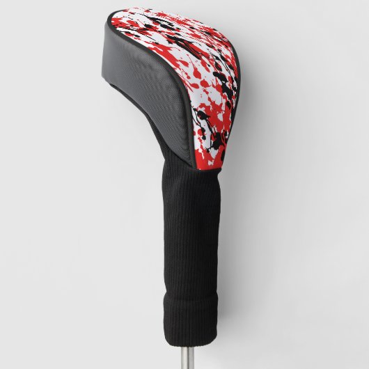 Abstracte Splash en Drip Red en Black Golfheadcover (Schuin)