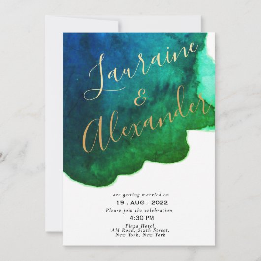 Abstracte splash voor blauwe en groene inkt waterv kaart (Voorkant)