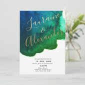 Abstracte splash voor blauwe en groene inkt waterv kaart (Staand voorkant)