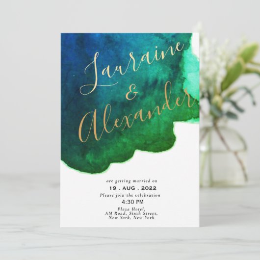 Abstracte splash voor blauwe en groene inkt waterv kaart (Staand voorkant)