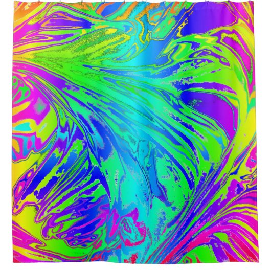 Abstracte Splashing regenboogvloeistof Douchegordijn (Voorkant)