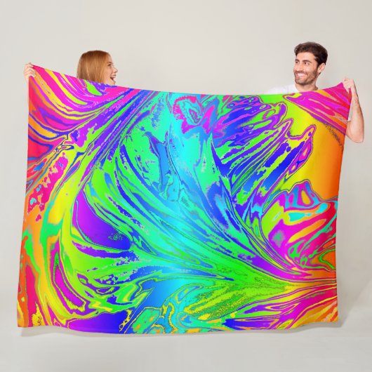 Abstracte Splashing regenboogvloeistof Fleece Deken (In situ)