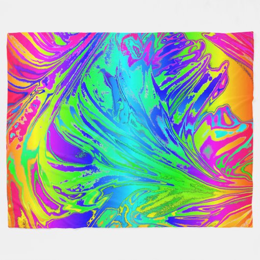 Abstracte Splashing regenboogvloeistof Fleece Deken (Voorkant (Horizontaal))