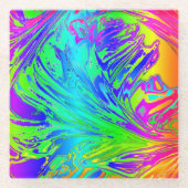 Abstracte Splashing regenboogvloeistof Glazen Onderzetter (Voorkant)