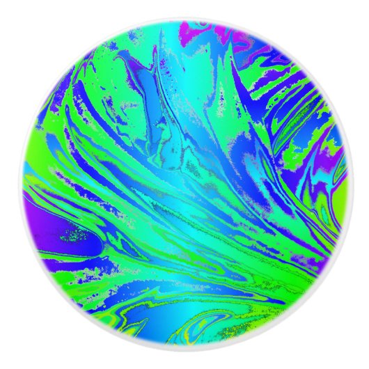 Abstracte Splashing regenboogvloeistof Keramische Knop (Voorkant)