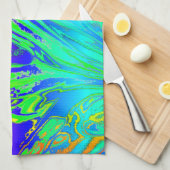 Abstracte Splashing regenboogvloeistof Theedoek (Quarter Fold)