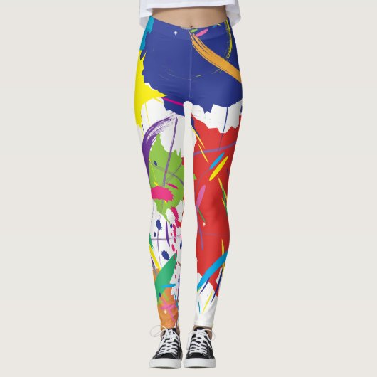 Abstracte Splatter Paint Vector Digital Art Cool Leggings (Voorkant)