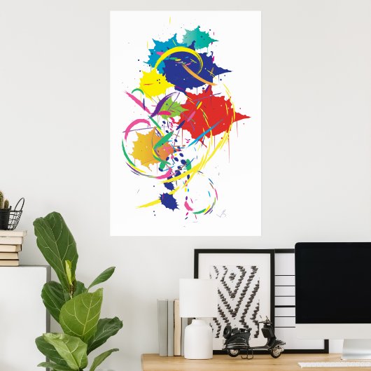 Abstracte Splatter Paint Vector Digital Art Cool Poster (Thuiskantoor)