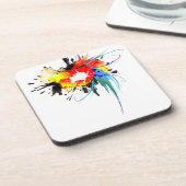 Abstracte Spletters van Wilde Parrot Paint Bier Onderzetter (Linkerzijde)