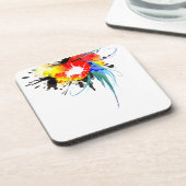 Abstracte Spletters van Wilde Parrot Paint Bier Onderzetter (Linkerzijde)