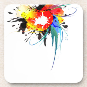 Abstracte Spletters van Wilde Parrot Paint Bier Onderzetter