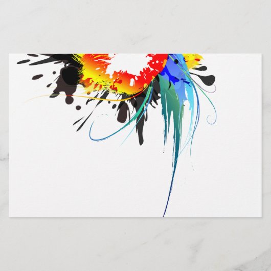 Abstracte Spletters van Wilde Parrot Paint Briefpapier (Voorkant)