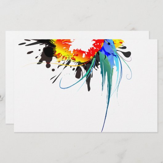 Abstracte Spletters van Wilde Parrot Paint Briefpapier (Voorkant / Achterkant)