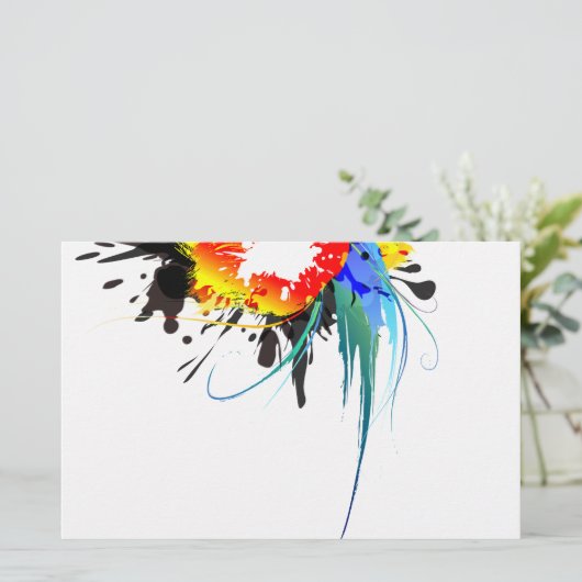 Abstracte Spletters van Wilde Parrot Paint Briefpapier (Staand voorkant)
