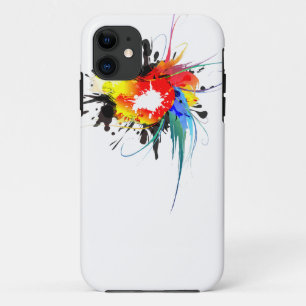 Abstracte Spletters van Wilde Parrot Paint iPhone 11 Hoesje